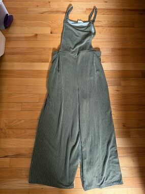 Sienna Sky Olive Green Ribbed Wide-Leg Jumpsuit
